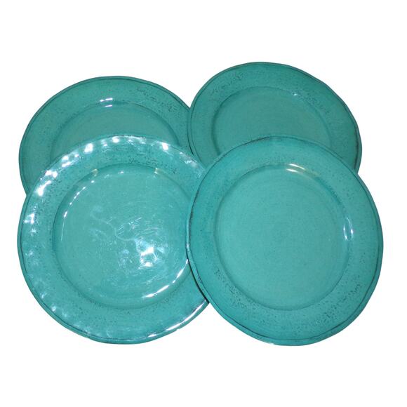 (4) 100% Melamine 11" Plates Dishwasher Safe No Microwave Rustic Turquoise - Picture 1 of 4